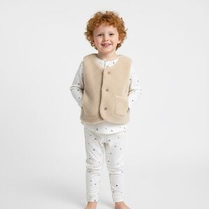 Cozy Cream Vest and White Outfit Set for Baby